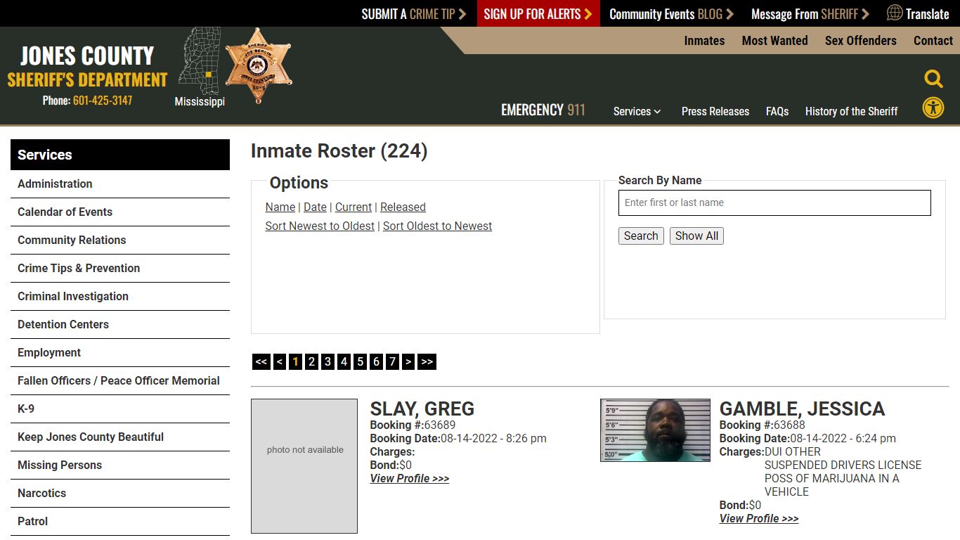 Inmate Roster - Current Inmates Booking Date Descending ...